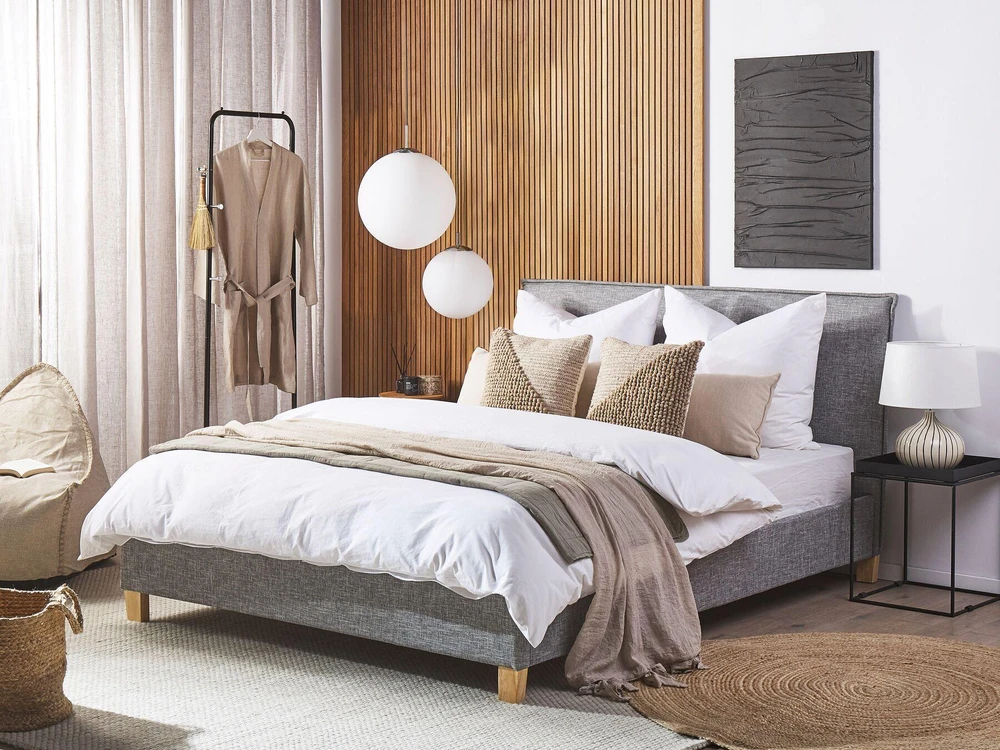 Beliani Lova SENNEZ 160 x 200 cm šviesiai pilka