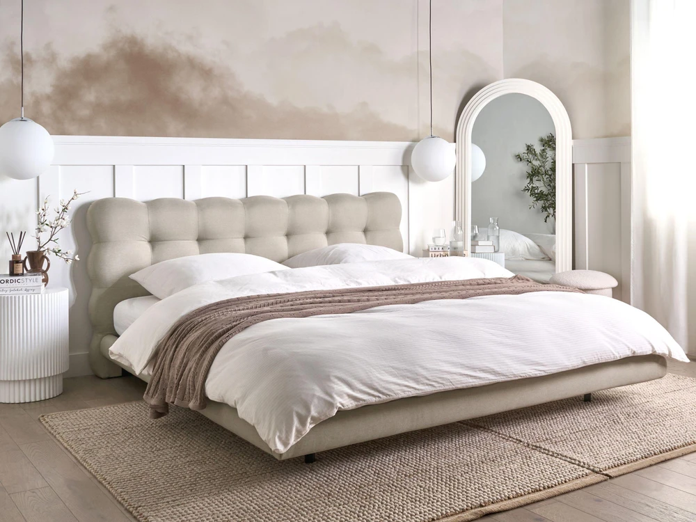 Beliani Lova SOULISSE 180 x 200 cm smėlio spalvos