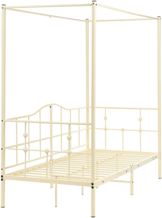 Beliani Lova su baldakimu Metal ARTONNE 90 × 200 cm, smėlio spalvos