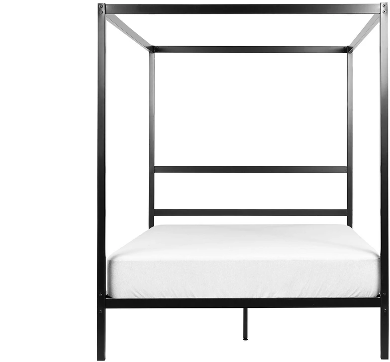 Beliani Lova su baldakimu Metal LESTARDS 140 x 200 cm Juoda