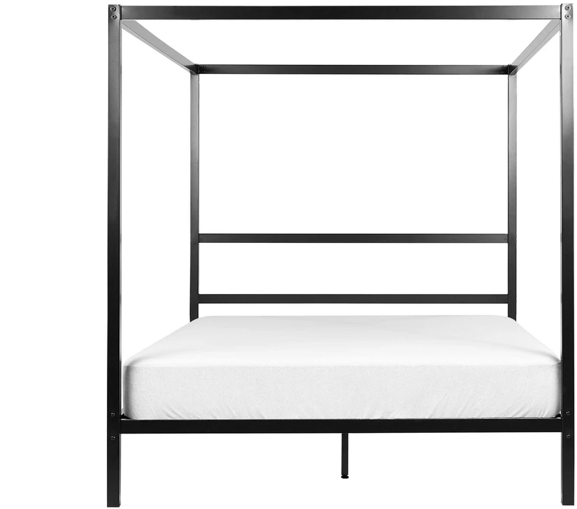 Beliani Lova su baldakimu metalinė LESTARDS 160 x 200 cm juoda