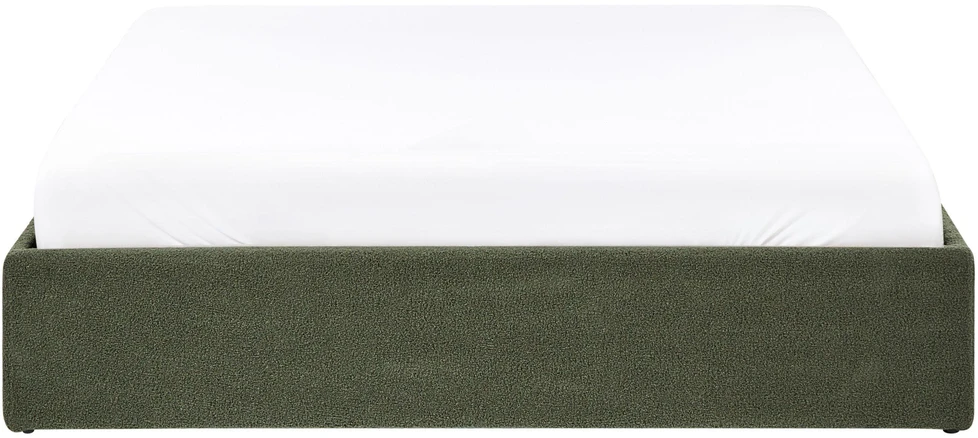 Beliani Lova su patalynės dėže be galvūgalio DINAN Boucle tamsiai žalia 160 x 200 cm