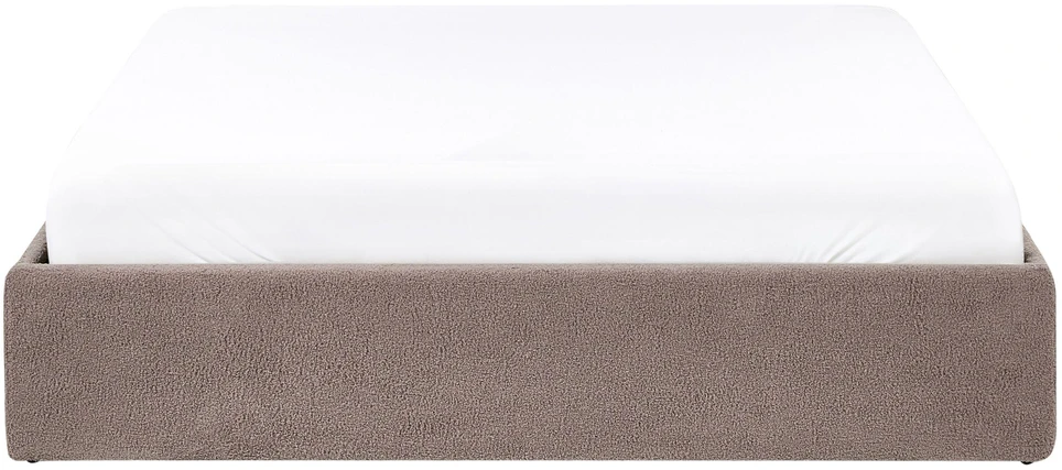 Beliani Lova su patalynės dėže be galvūgalio DINAN Boucle smėlio pilkumo spalvos 160 x 200 cm