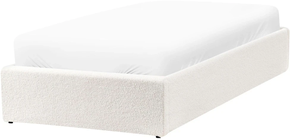 Beliani Lova su patalynės dėže be galvūgalio DINAN Boucle kreminės baltos spalvos 90 x 200 cm