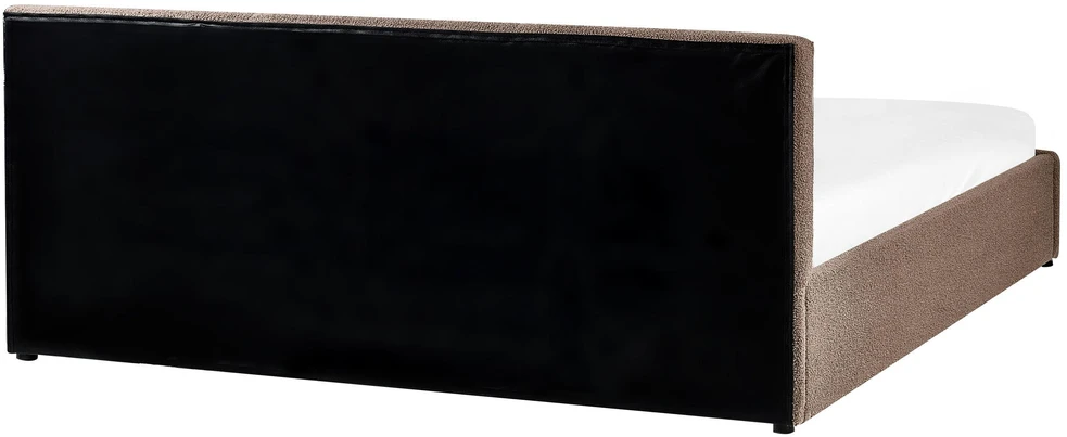 Beliani Lova su patalynės dėže BOUSSE Boucle smėlio pilkumo spalvos 180 x 200 cm
