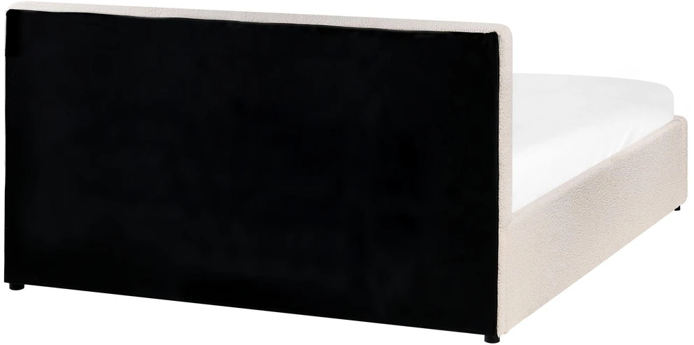 Beliani Lova su patalynės dėže BOUSSE Boucle, kreminės baltos spalvos, 140 x 200 cm
