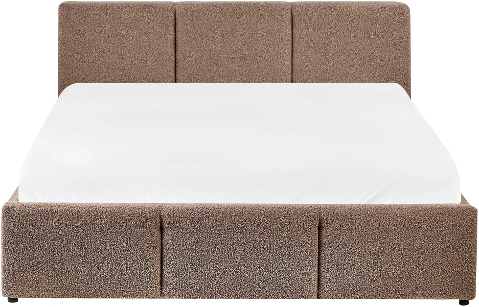 Beliani Lova su patalynės dėže BOUSSE Boucle smėlio pilkos spalvos 140 x 200 cm