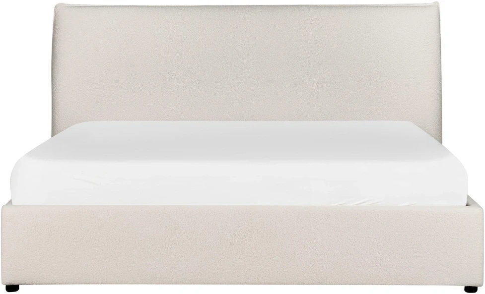 Beliani Lova su patalynės dėže LAVAUR Boucle kreminė 160 x 200 cm
