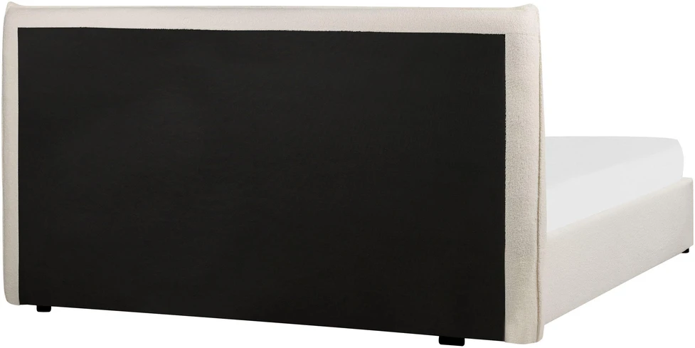 Beliani Lova su patalynės dėže LAVAUR Boucle kreminė 160 x 200 cm
