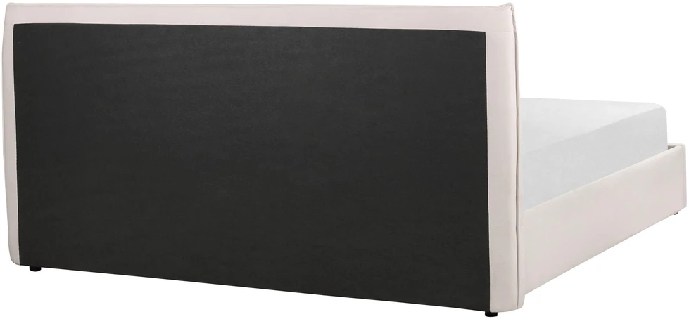 Beliani Lova su patalynės dėže LAVAUR, veliūras, kreminė balta, 180 x 200 cm