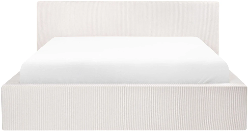 Beliani Lova su patalynės dėže LILLEBONNE, velvetinė, šviesiai smėlio spalvos, 180 x 200 cm