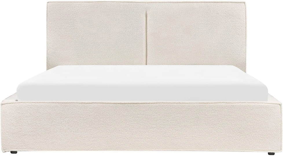 Beliani Lova su patalynės dėže MOISSAC, boucle audinys, balta, 180 x 200 cm