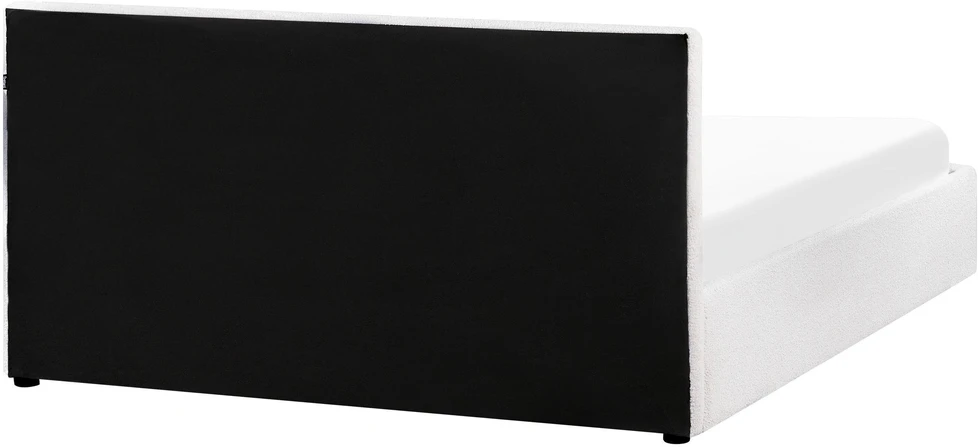 Beliani Lova su patalynės dėže MONTLAUR, balta boucle medžiaga, 160 x 200 cm