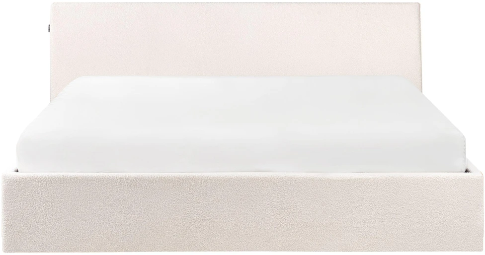 Beliani Lova su patalynės dėže ORBEY Boucle, balta, 180 x 200 cm