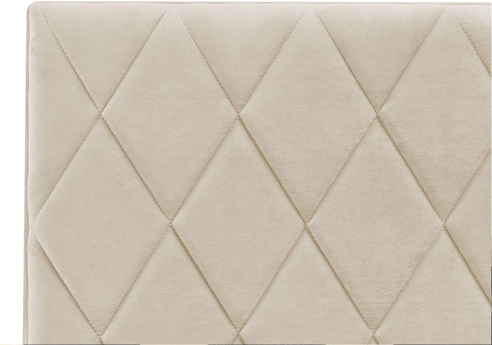 Beliani Lova su patalynės dėže ROCHEFORT, aksominė, smėlio spalvos, 140 x 200 cm