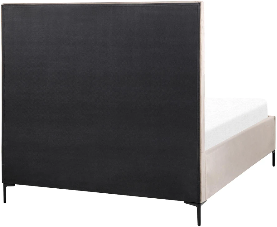Beliani Lova su patalynės dėže SEZANNE, veliūras, smėlio ir pilkos spalvos, 140 x 200 cm