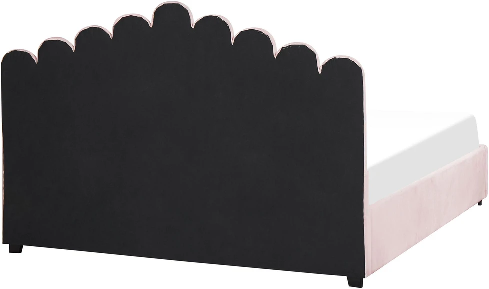 Beliani Lova su patalynės dėže VINCENNES veliūrinė pastelinė rožinė 180 x 200 cm