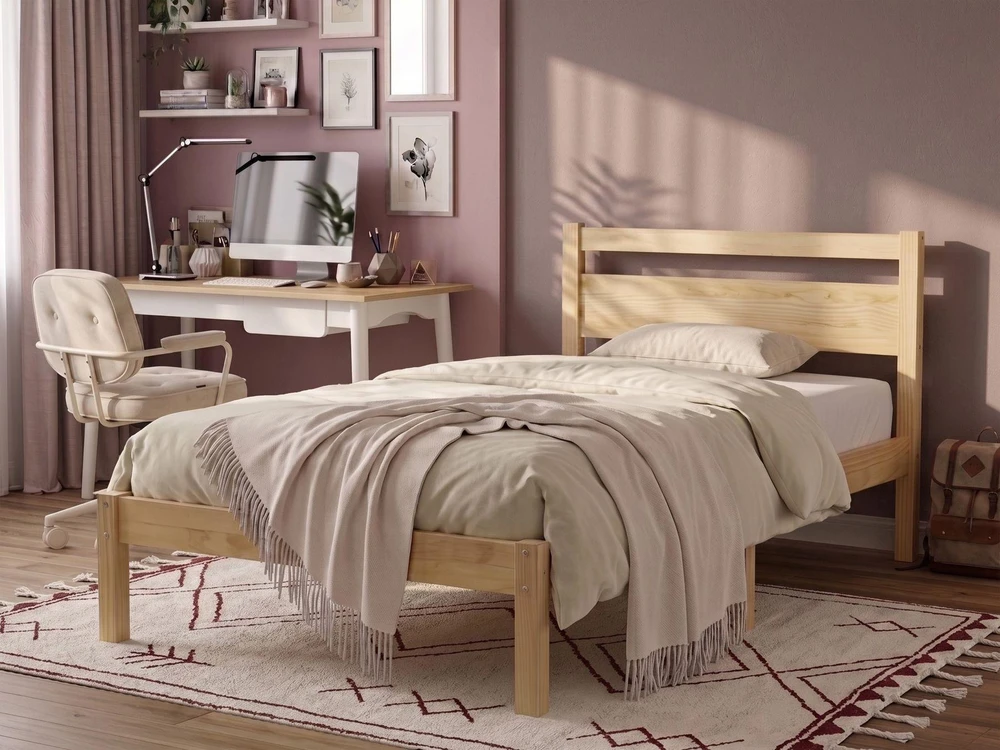 Beliani Lovos rėmas iš pušies medienos MERCURER 80 x 200 cm, šviesiai rudas