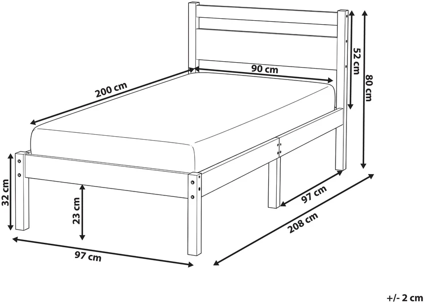Beliani Lovos rėmas iš pušies medienos MERCURER 90 x 200 cm šviesiai rudas
