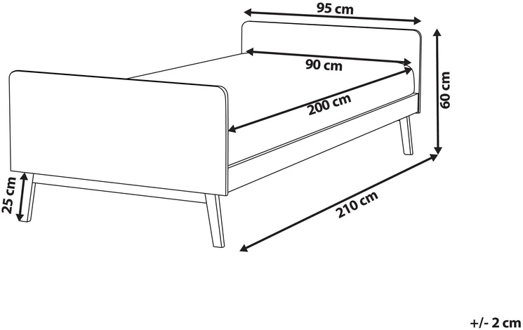 Beliani Medinė pušies lova BONNAC 90 x 200 cm, mėlyna