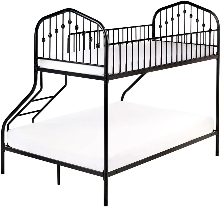 Beliani Metalinė dviaukštė lova CHAMONIX 90/140 x 200 cm juoda