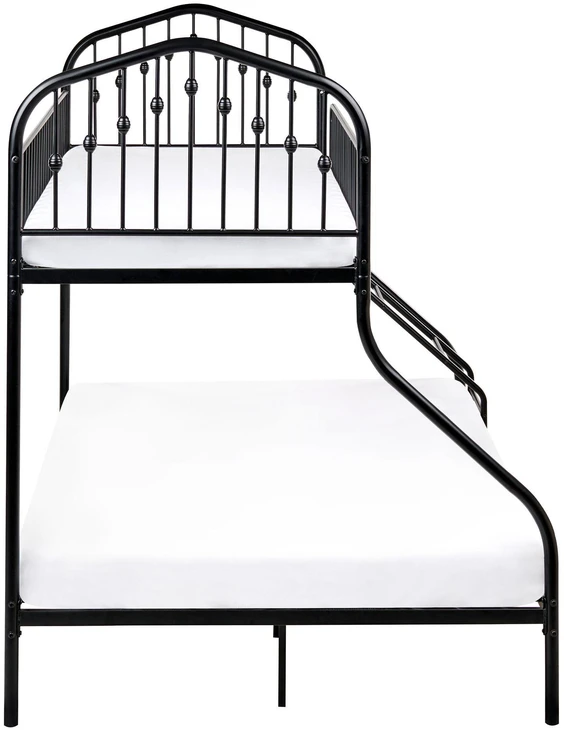 Beliani Metalinė dviaukštė lova CHAMONIX 90/140 x 200 cm juoda