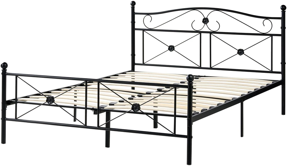 Beliani Metalinė lova RODEZ 140 x 200 cm Juoda