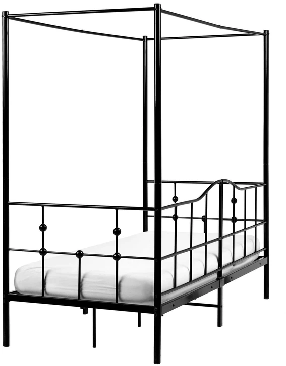 Beliani Metalinė lova su baldakimu ARTONNE 90 × 200 cm, juoda