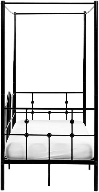 Beliani Metalinė lova su baldakimu ARTONNE 90 × 200 cm, juoda
