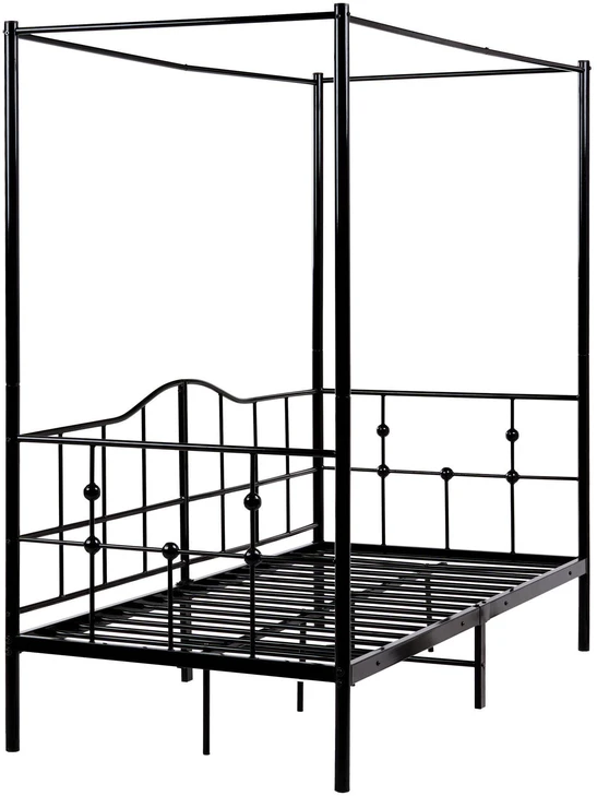 Beliani Metalinė lova su baldakimu ARTONNE 90 × 200 cm, juoda