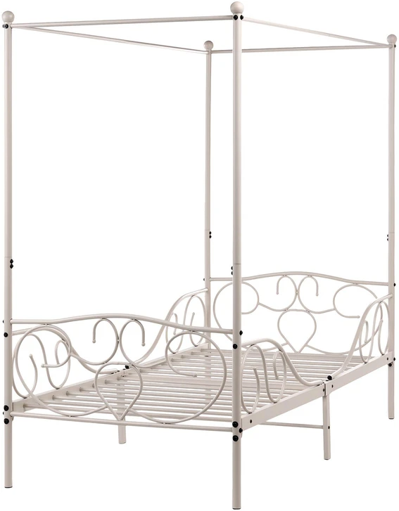 Beliani Metalinė lova su baldakimu SORMERY 90 x 200 cm šviesiai smėlio spalvos