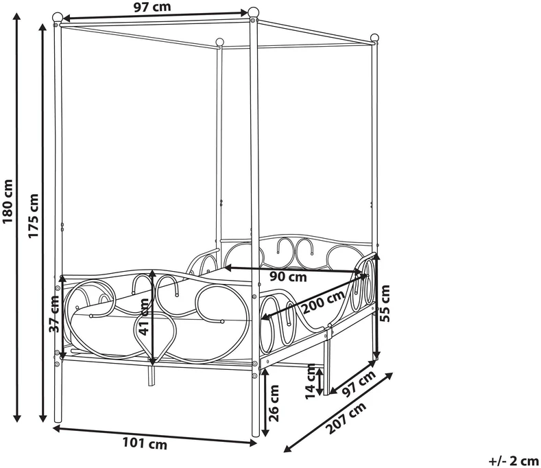Beliani Metalinė lova su baldakimu SORMERY 90 x 200 cm šviesiai smėlio spalvos