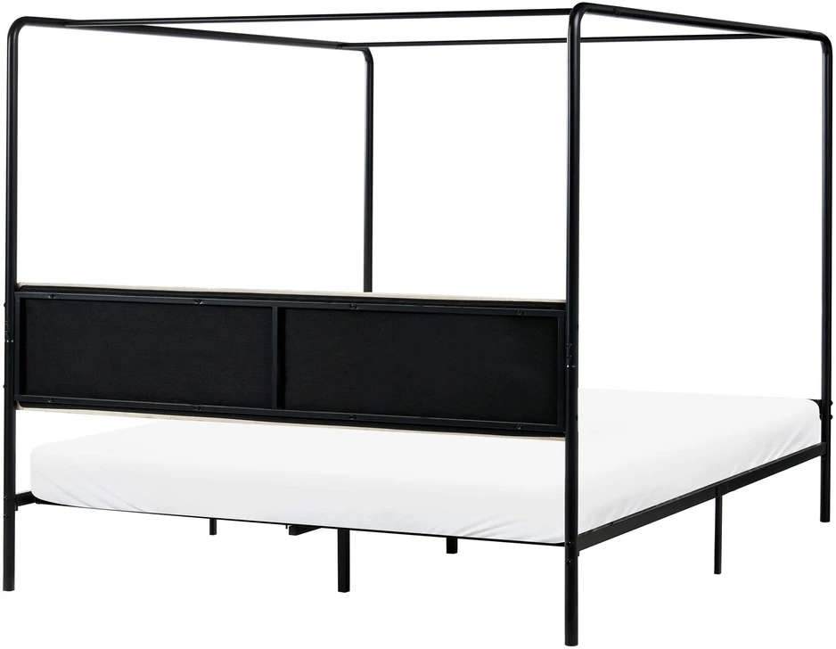 Beliani Metalinė lova su stogeliu MIRABEAU 180 x 200 cm Juoda