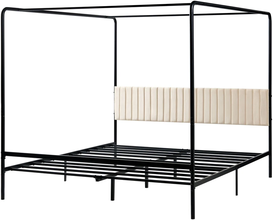 Beliani Metalinė lova su stogeliu MIRABEAU 180 x 200 cm Juoda