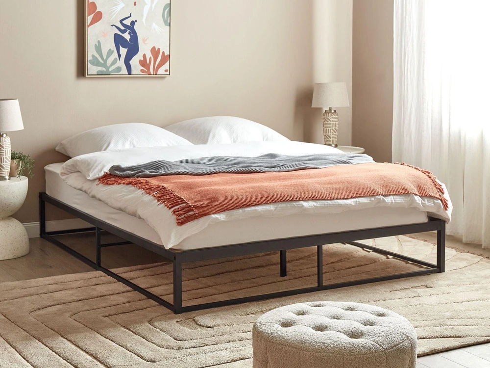 Beliani Metalinė lova VIRY 160 x 200 cm Juoda