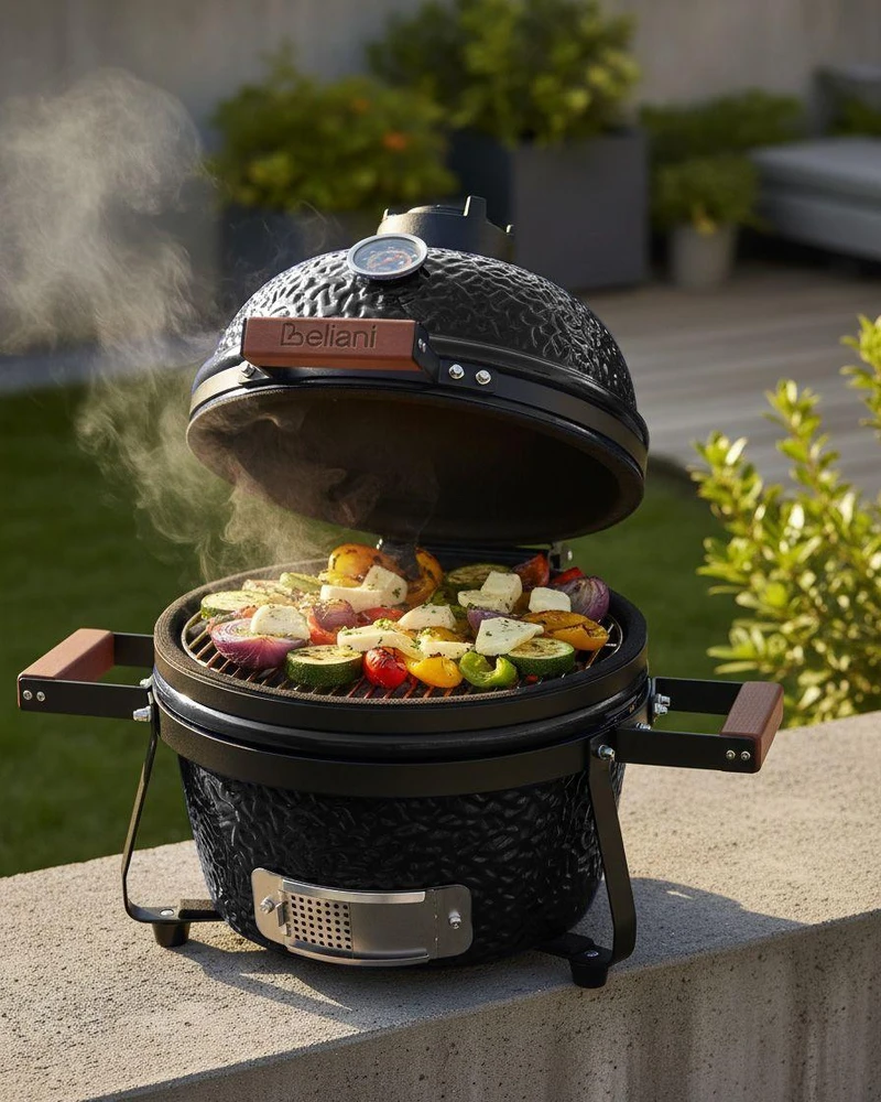 Beliani Mini anglies kepsninė KAMADO keramikinė, juoda