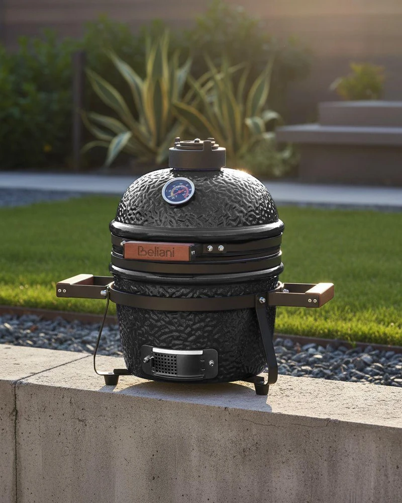 Beliani Mini anglies kepsninė KAMADO keramikinė, juoda