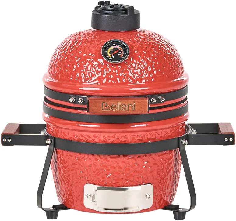 Beliani Mini Kamado anglies grilis Keramika Raudonas