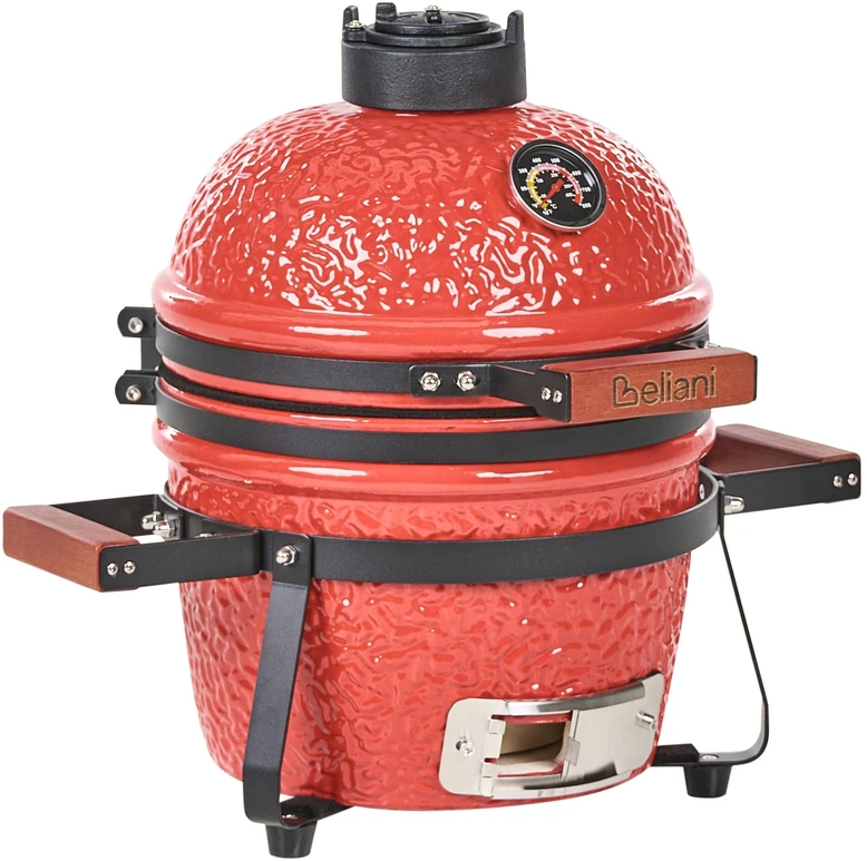 Beliani Mini Kamado anglies grilis Keramika Raudonas