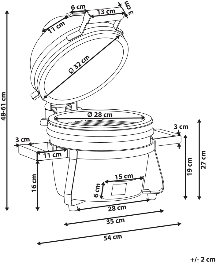 Beliani Mini Kamado anglies grilis Keramika Raudonas