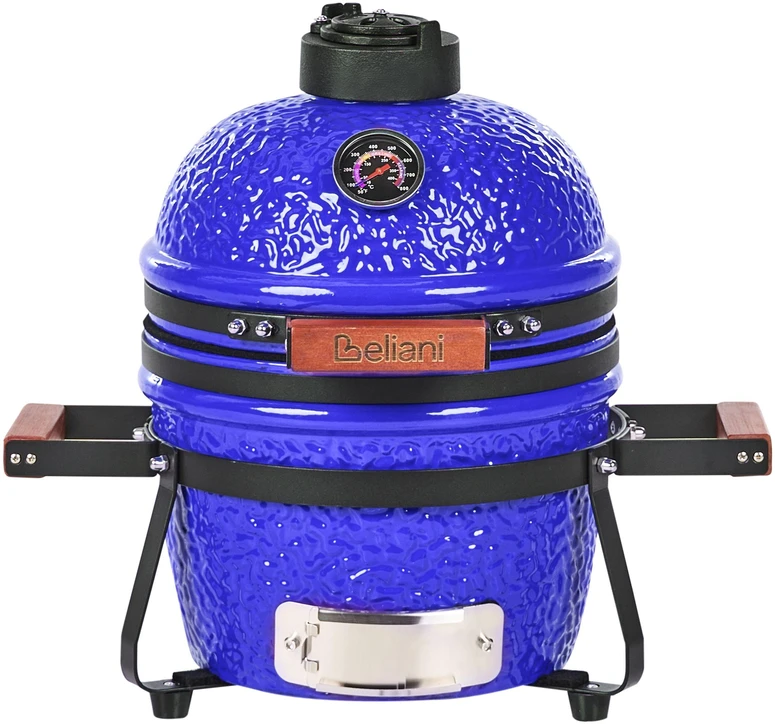 Beliani Mini keramikinis anglimi kūrenamas grilis KAMADO mėlynas