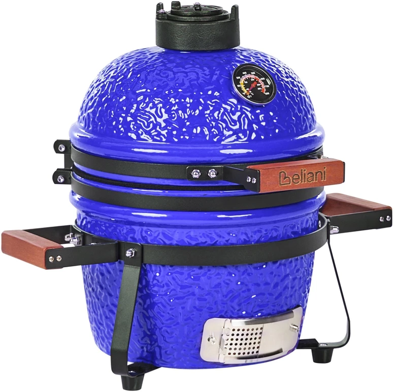 Beliani Mini keramikinis anglimi kūrenamas grilis KAMADO mėlynas