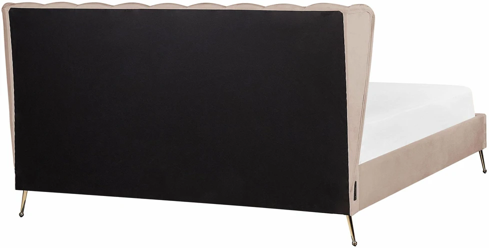 Beliani MIRIBEL aksominė lova 180 x 200 cm smėlio pilkšvos spalvos