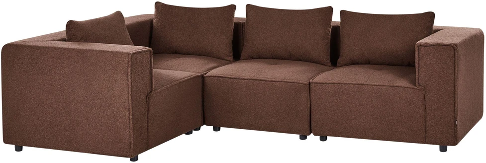 Beliani Modularinė kampinė sofa 4 asmenims AXEBO dešininė, ruda, Boucle