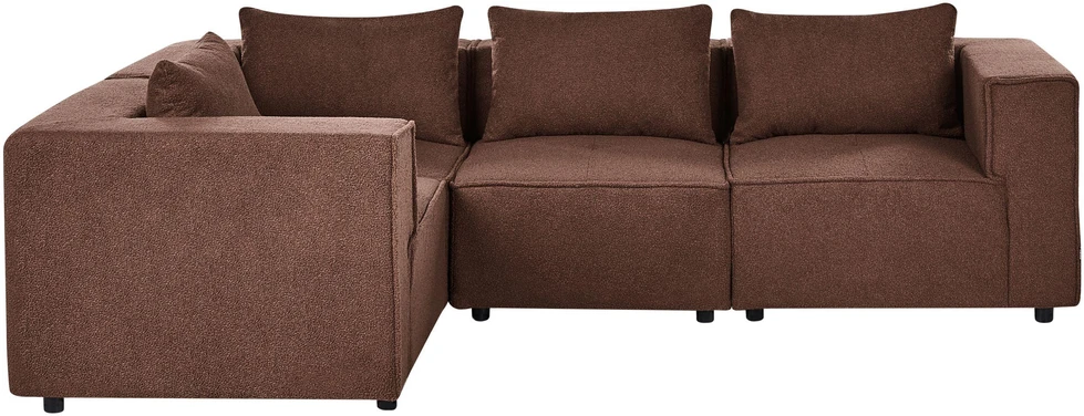 Beliani Modularinė kampinė sofa 4 asmenims AXEBO dešininė, ruda, Boucle
