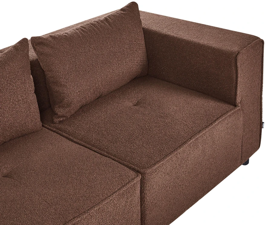 Beliani Modularinė kampinė sofa 4 asmenims AXEBO dešininė, ruda, Boucle