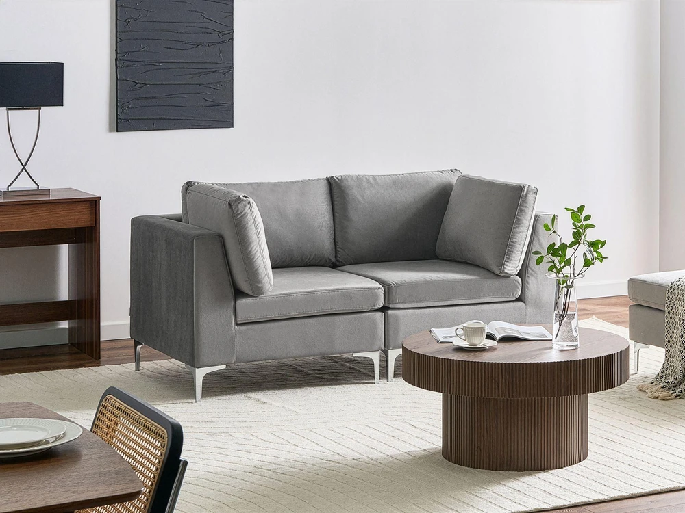 Beliani Modulinė 2-vietė sofa EVJA, pilkas veliūras