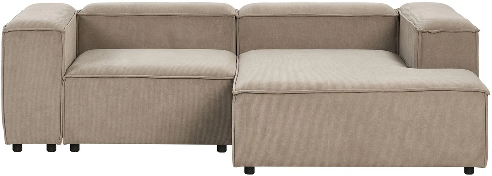 Beliani Modulinė 3 vietų kairinė sofa ARDAL šviesiai ruda su otomanu iš velveto