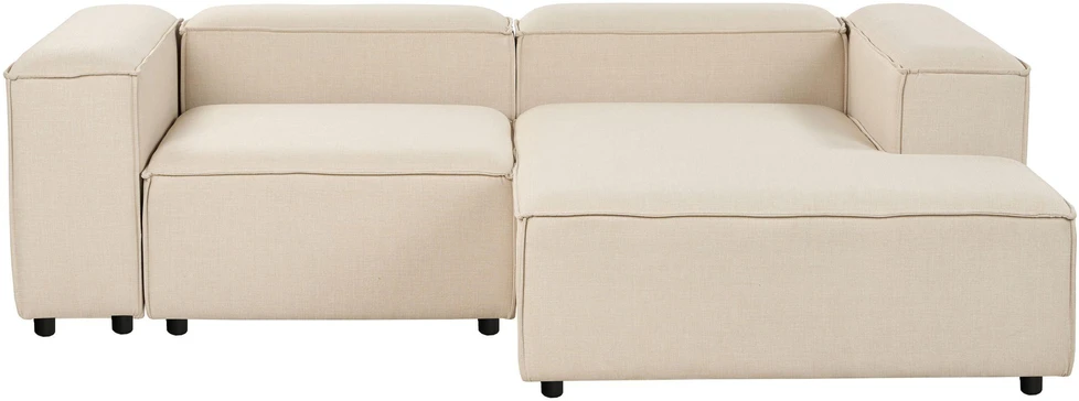 Beliani Modulinė 3 vietų kampinė sofa ARDAL kairinė, smėlio spalvos su otomane