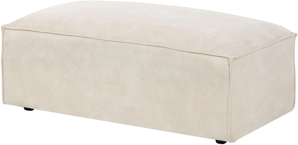 Beliani Modulinė 3 vietų kampinė sofa HELLNAR su otomana, veliūras, šviesiai smėlio spalvos, kairinė